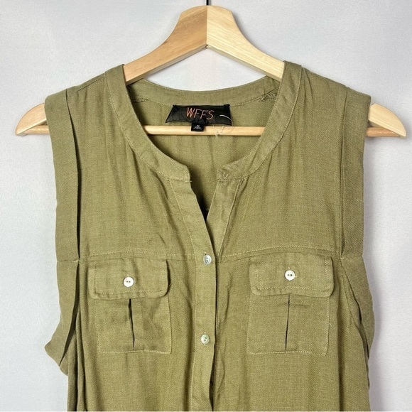 Boutique WFFS Fatigue Green Button Down Utility Sleeveless Romper M - Picture 3 of 5